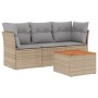 Juego de sofás jardín con cojines beige mezcla 4 pzas ratán PE de , Conjuntos de jardín - Ref: Foro24-3255800, Precio: 257,11 €