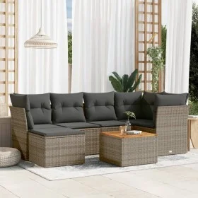 7-piece garden sofa set with gray PE rattan cushions by , Garden sets - Ref: Foro24-3256081, Price: 403,63 €, Discount: %