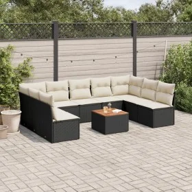 Garden sofa set 10 pieces with black synthetic rattan cushions by , Garden sets - Ref: Foro24-3256119, Price: 535,78 €, Disco...