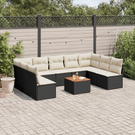 Gartensofa-Set 10-teilig mit schwarzen synthetischen Rattankissen von , Gartensets - Ref: Foro24-3256119, Preis: 542,42 €, Ra...
