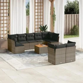 10-piece garden sofa set with gray synthetic rattan cushions by , Garden sets - Ref: Foro24-3256144, Price: 585,22 €, Discoun...