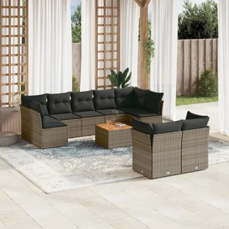 10-piece garden sofa set with gray synthetic rattan cushions by , Garden sets - Ref: Foro24-3256144, Price: 585,22 €, Discoun...
