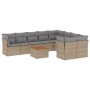 Gartensofa-Set mit beigen Kissen, 10-teilig, synthetisches Rattan von , Gartensets - Ref: Foro24-3256150, Preis: 640,47 €, Ra...