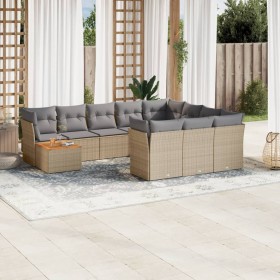 Juego de sofás jardín con cojines beige mezcla 11 pzas ratán PE de , Conjuntos de jardín - Ref: Foro24-3256178, Precio: 662,2...