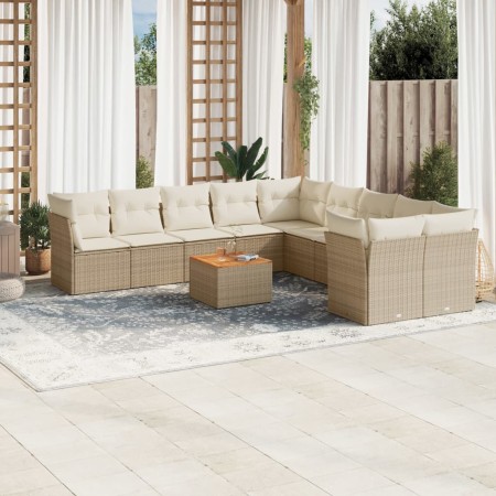11-teiliges Gartensofa-Set mit beigen synthetischen Rattankissen von , Gartensets - Ref: Foro24-3256184, Preis: 679,48 €, Rab...
