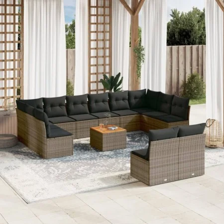Garden sofa set with cushions 13 pieces gray synthetic rattan by , Garden sets - Ref: Foro24-3256228, Price: 768,14 €, Discou...