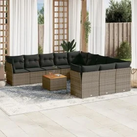 12-teiliges Gartensofa-Set mit grauen synthetischen Rattankissen von , Gartensets - Ref: Foro24-3256242, Preis: 748,31 €, Rab...