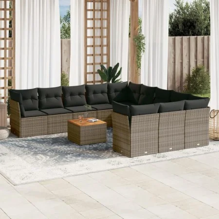 12-teiliges Gartensofa-Set mit grauen synthetischen Rattankissen von , Gartensets - Ref: Foro24-3256242, Preis: 748,31 €, Rab...