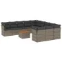 12-teiliges Gartensofa-Set mit grauen synthetischen Rattankissen von , Gartensets - Ref: Foro24-3256242, Preis: 748,31 €, Rab...