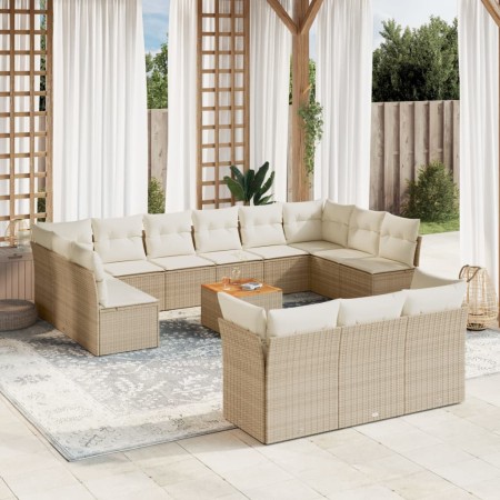 14-piece garden sofa set with beige synthetic rattan cushions by , Garden sets - Ref: Foro24-3256254, Price: 892,86 €, Discou...