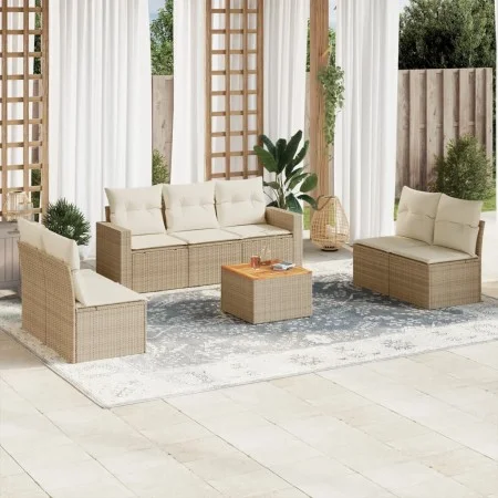 Garden sofa set with beige cushions 8 pcs PE rattan by , Garden sets - Ref: Foro24-3256408, Price: 529,35 €, Discount: %