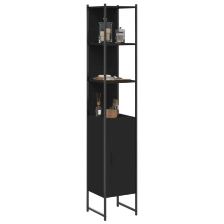 Schwarzer Badezimmerschrank aus Holzwerkstoff, 33 x 33 x 185,5 cm von , Schminktische - Ref: Foro24-842471, Preis: 88,15 €, R...