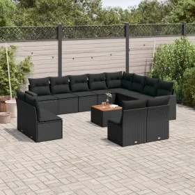 Garden sofa and cushion set 13 pieces black synthetic rattan by , Modular outdoor sofas - Ref: Foro24-3224368, Price: 824,24 ...