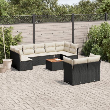 Garden sofa set 10 pieces with black synthetic rattan cushions by , Garden sets - Ref: Foro24-3223809, Price: 535,05 €, Disco...