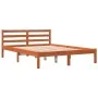 Solid wax brown pine wood bed frame 140x190 cm by , Beds and slatted bases - Ref: Foro24-844141, Price: 86,64 €, Discount: %