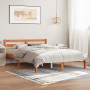 Solid wax brown pine wood bed frame 140x190 cm by , Beds and slatted bases - Ref: Foro24-844141, Price: 87,89 €, Discount: %