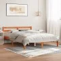 Solid wax brown pine wood bed frame 140x190 cm by , Beds and slatted bases - Ref: Foro24-844141, Price: 86,64 €, Discount: %