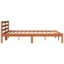 Solid wax brown pine wood bed frame 140x190 cm by , Beds and slatted bases - Ref: Foro24-844141, Price: 86,64 €, Discount: %