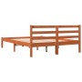 Solid wax brown pine wood bed frame 140x190 cm by , Beds and slatted bases - Ref: Foro24-844141, Price: 87,89 €, Discount: %