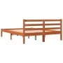 Solid wax brown pine wood bed frame 140x190 cm by , Beds and slatted bases - Ref: Foro24-844141, Price: 86,64 €, Discount: %