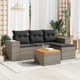 Gartensofa-Set mit Kissen, 5-teilig, graues synthetisches Rattan von , Gartensets - Ref: Foro24-3225416, Preis: 293,29 €, Rab...