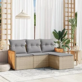 Garden sofa set with cushions 4 pieces beige synthetic rattan by , Garden sets - Ref: Foro24-3259987, Price: 275,35 €, Discou...