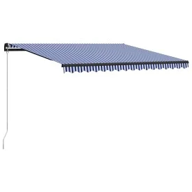 Blue and white retractable manual awning 450x300 cm by , Awnings - Ref: Foro24-3055194, Price: 338,34 €, Discount: %