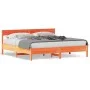 Bed frame with wax brown pine wood headboard 200x200 cm by , Beds and slatted bases - Ref: Foro24-3216202, Price: 217,72 €, D...