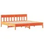 Bed frame with wax brown pine wood headboard 200x200 cm by , Beds and slatted bases - Ref: Foro24-3216202, Price: 217,72 €, D...
