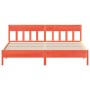 Bed frame with wax brown pine wood headboard 200x200 cm by , Beds and slatted bases - Ref: Foro24-3216202, Price: 220,49 €, D...