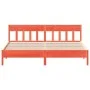 Bed frame with wax brown pine wood headboard 200x200 cm by , Beds and slatted bases - Ref: Foro24-3216202, Price: 217,72 €, D...