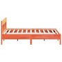 Bed frame with wax brown pine wood headboard 200x200 cm by , Beds and slatted bases - Ref: Foro24-3216202, Price: 220,49 €, D...