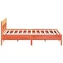 Bed frame with wax brown pine wood headboard 200x200 cm by , Beds and slatted bases - Ref: Foro24-3216202, Price: 217,72 €, D...