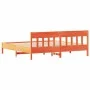 Bed frame with wax brown pine wood headboard 200x200 cm by , Beds and slatted bases - Ref: Foro24-3216202, Price: 217,72 €, D...