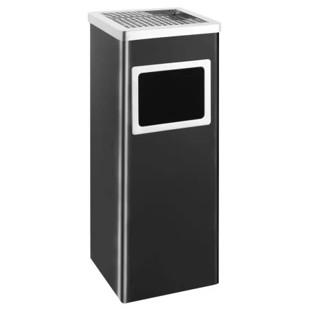 Black steel trash can with ashtray 36 L by vidaXL, Garbage cans and trash cans - Ref: Foro24-51091, Price: 126,97 €, Discount: %
