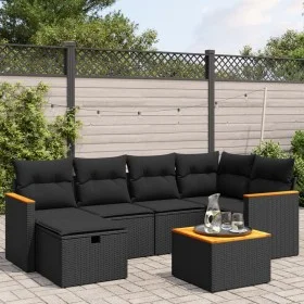 7-piece garden dining set and black synthetic rattan cushions by , Garden sets - Ref: Foro24-3265304, Price: 429,26 €, Discou...