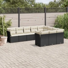 Garden sofa set 10 pieces with black synthetic rattan cushions by , Garden sets - Ref: Foro24-3250055, Price: 585,37 €, Disco...