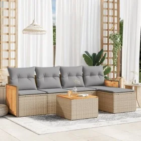 Garden sofa set with cushions 6 pieces beige synthetic rattan by , Garden sets - Ref: Foro24-3227606, Price: 357,41 €, Discou...