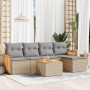 Garden sofa set with cushions 6 pieces beige synthetic rattan by , Garden sets - Ref: Foro24-3227606, Price: 329,40 €, Discou...