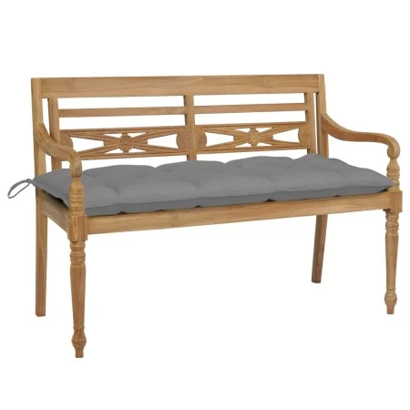 Batavia solid teak bench with gray cushion 120 cm by , garden benches - Ref: Foro24-3062170, Price: 229,09 €, Discount: %