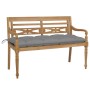Batavia solid teak bench with gray cushion 120 cm by , garden benches - Ref: Foro24-3062170, Price: 233,38 €, Discount: %