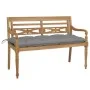 Batavia solid teak bench with gray cushion 120 cm by , garden benches - Ref: Foro24-3062170, Price: 229,09 €, Discount: %