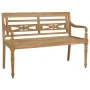Batavia solid teak bench with gray cushion 120 cm by , garden benches - Ref: Foro24-3062170, Price: 229,09 €, Discount: %