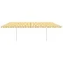 Automatic awning LED wind sensor yellow and white 6x3 m by , Awnings - Ref: Foro24-3070013, Price: 895,38 €, Discount: %