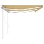 Toldo automático LED sensor de viento amarillo y blanco 6x3 m
