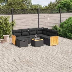 8-teiliges Gartensofa-Set und schwarze synthetische Rattankissen von , Gartensets - Ref: Foro24-3265766, Preis: 492,54 €, Rab...
