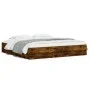 Smoked oak engineered wood bed with drawers 160x200 cm by , Beds and slatted bases - Ref: Foro24-3207263, Price: 200,18 €, Di...