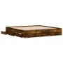Smoked oak engineered wood bed with drawers 160x200 cm by , Beds and slatted bases - Ref: Foro24-3207263, Price: 200,18 €, Di...