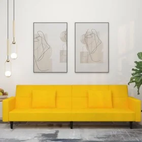 Sofá cama de 2 plazas con dos almohadas terciopelo amarillo by , Sofas - Ref: Foro24-375822, Price: 269,70 €, Discount: %