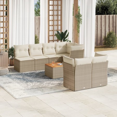 Juego de sofás de jardín con cojines beige 8 pzas ratán PE by , Garden sets - Ref: Foro24-3223517, Price: 527,43 €, Discount: %